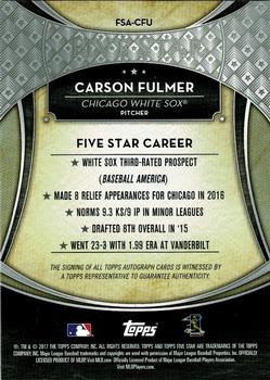 2017 Topps Five Star #FSA-CFU Carson Fulmer Back