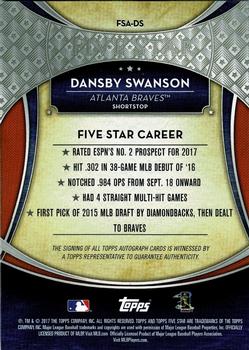 2017 Topps Five Star #FSA-DS Dansby Swanson Back