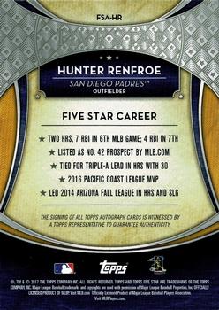2017 Topps Five Star #FSA-HR Hunter Renfroe Back