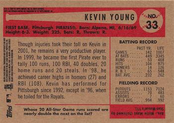 2002 Bowman Heritage #33 Kevin Young Back
