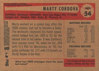 2002 Bowman Heritage #54 Marty Cordova Back
