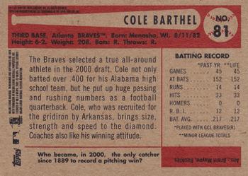 2002 Bowman Heritage #81 Cole Barthel Back