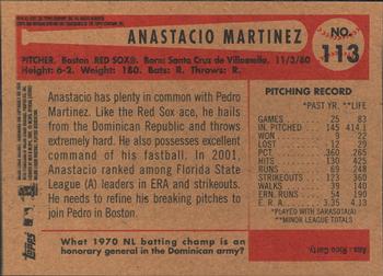 2002 Bowman Heritage #113 Anastacio Martinez Back