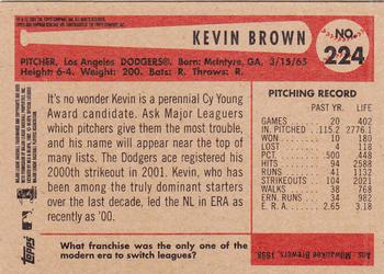 2002 Bowman Heritage #224 Kevin Brown Back