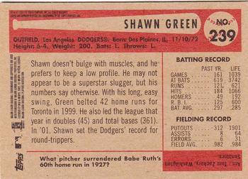 2002 Bowman Heritage #239 Shawn Green Back