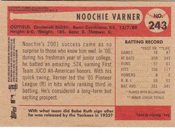 2002 Bowman Heritage #243 Noochie Varner Back
