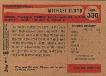 2002 Bowman Heritage #330 Michael Floyd Back