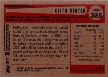 2002 Bowman Heritage #335 Keith Ginter Back
