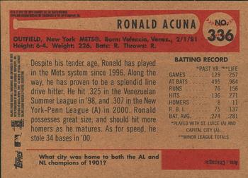 2002 Bowman Heritage #336 Ronald Acuna Back