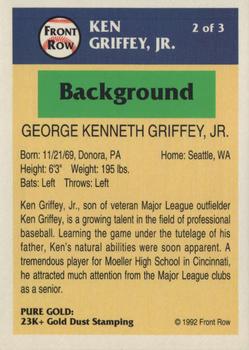 1992 Front Row Ken Griffey, Jr. Pure Gold #2 Ken Griffey, Jr. Back