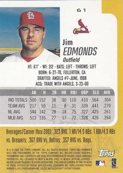 2002 Bowman's Best #61 Jim Edmonds Back