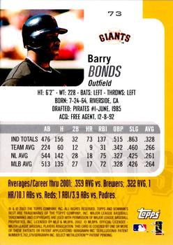 2002 Bowman's Best #73 Barry Bonds Back