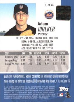 2002 Bowman's Best #142 Adam Walker Back