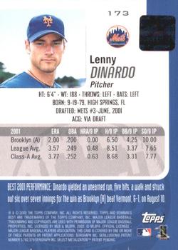2002 Bowman's Best #173 Lenny Dinardo Back