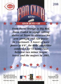 2002 Donruss #208 Adam Dunn Back