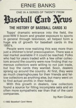 1982 Baseball Card News #XI Ernie Banks Back