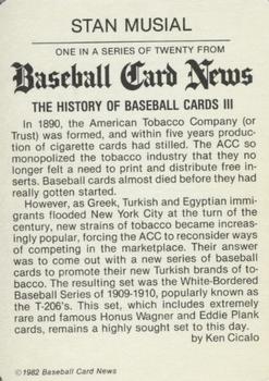 1982 Baseball Card News #III Stan Musial Back