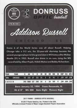 2017 Donruss Optic #80 Addison Russell Back