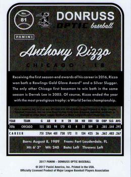 2017 Donruss Optic #81 Anthony Rizzo Back