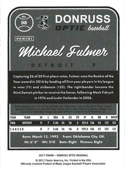 2017 Donruss Optic #98 Michael Fulmer Back