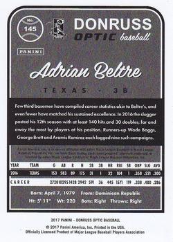 2017 Donruss Optic #145 Adrian Beltre Back