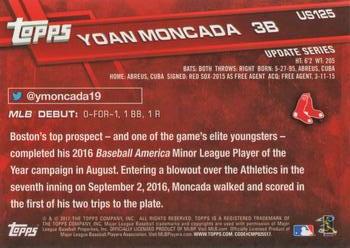 2017 Topps Update #US125 Yoan Moncada Back
