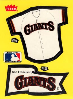 1985 Fleer - Team Stickers Blank Back #NNO San Francisco Giants Jersey Front