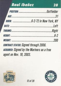 2004 Knothole Gang Seattle Mariners #12 Raul Ibanez Back