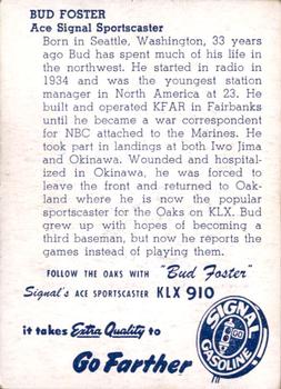 1948 Signal Gasoline Oakland Oaks #NNO Bud Foster Back