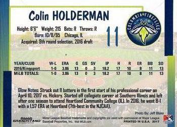 2017 Grandstand Columbia Fireflies #NNO Colin Holderman Back