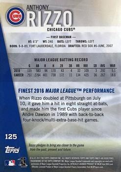 2017 Finest - SuperFractor #125 Anthony Rizzo Back