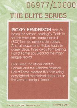 1991 Donruss - The Elite Series #7 Rickey Henderson Back