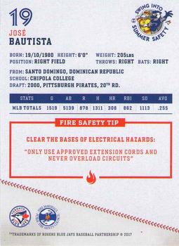 2017 Toronto Blue Jays Fire Safety #NNO Jose Bautista Back