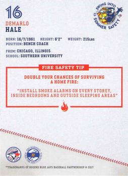 2017 Toronto Blue Jays Fire Safety #NNO Demarlo Hale Back