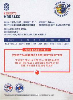 2017 Toronto Blue Jays Fire Safety #NNO Kendrys Morales Back