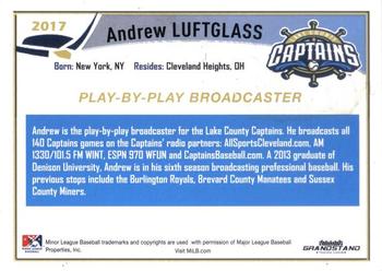 2017 Grandstand Lake County Captains #NNO Andrew Luftglass Back