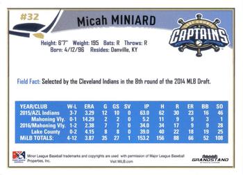 2017 Grandstand Lake County Captains #NNO Micah Miniard Back