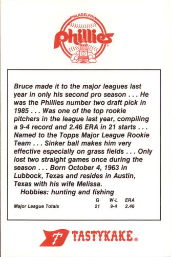 1987 Tastykake Philadelphia Phillies #NNO Bruce Ruffin Back