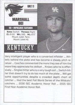 2017 Kentucky Wildcats #11 Marshall Gei Back