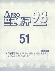 1998 Pro Baseball Stickers #51 Hyang-Nam Choi Back