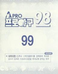 1998 Pro Baseball Stickers #99 Hyun-Min Kim Back