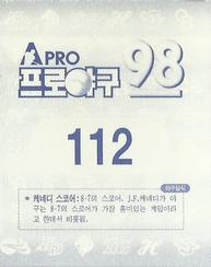 1998 Pro Baseball Stickers #112 Dong-Yeol Cha Back