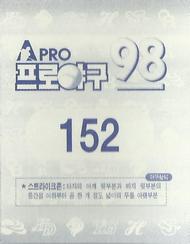 1998 Pro Baseball Stickers #152 Pil-Joong Jin Back