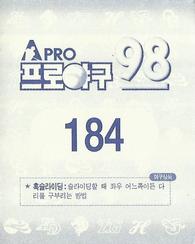 1998 Pro Baseball Stickers #184 Il-Kwon Kim Back