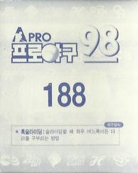 1998 Pro Baseball Stickers #188 Min-Tae Chung Back