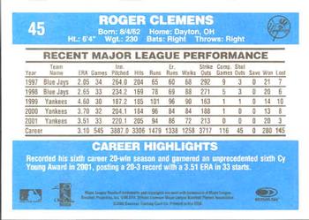 2002 Donruss Originals #45 Roger Clemens Back
