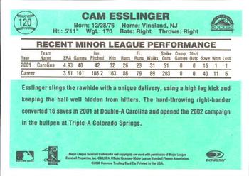 2002 Donruss Originals #120 Cam Esslinger Back