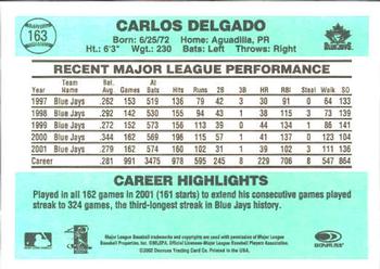 2002 Donruss Originals #163 Carlos Delgado Back
