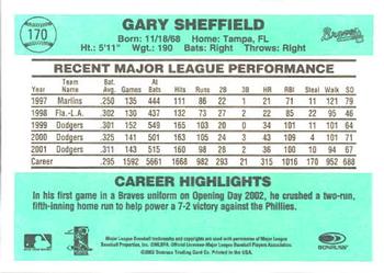 2002 Donruss Originals #170 Gary Sheffield Back