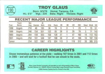 2002 Donruss Originals #190 Troy Glaus Back